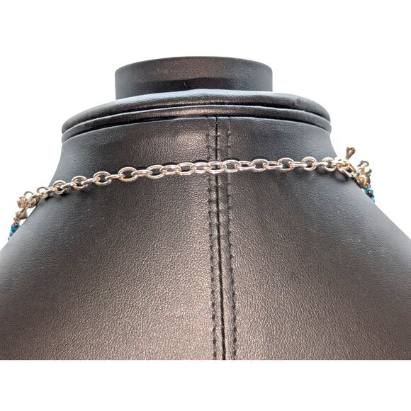 Millefiori Glass Lampwork Aqua Brown Bead Multi-Strand 17"-21" Necklace - Picture 6 of 7